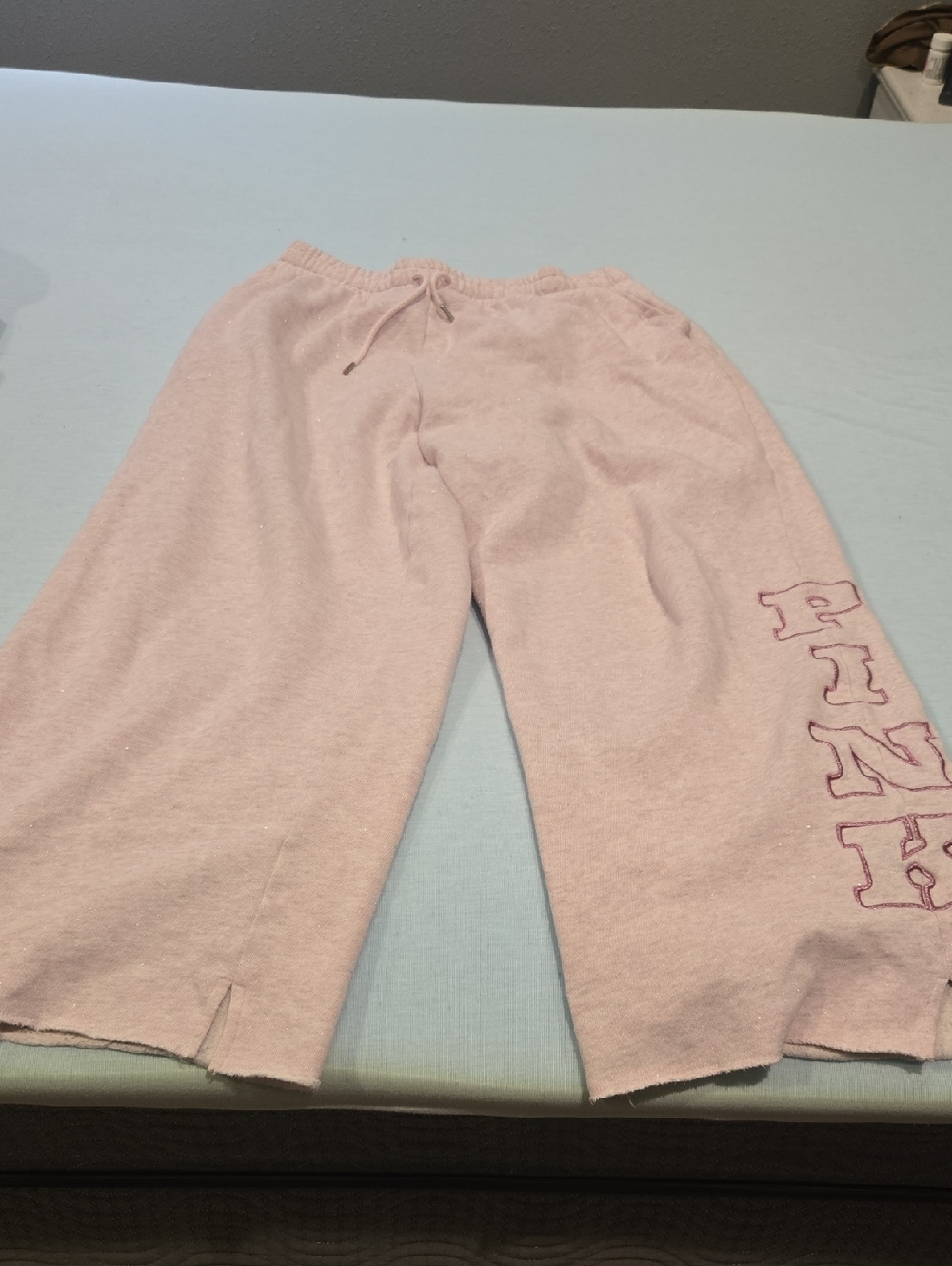 PINK Victoria's Secret Pale Pink Fleece Lounge Pants With Sparkle